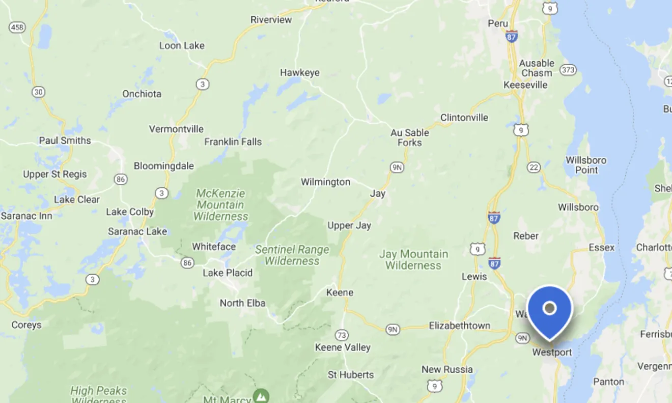 The town of Westport on a map.